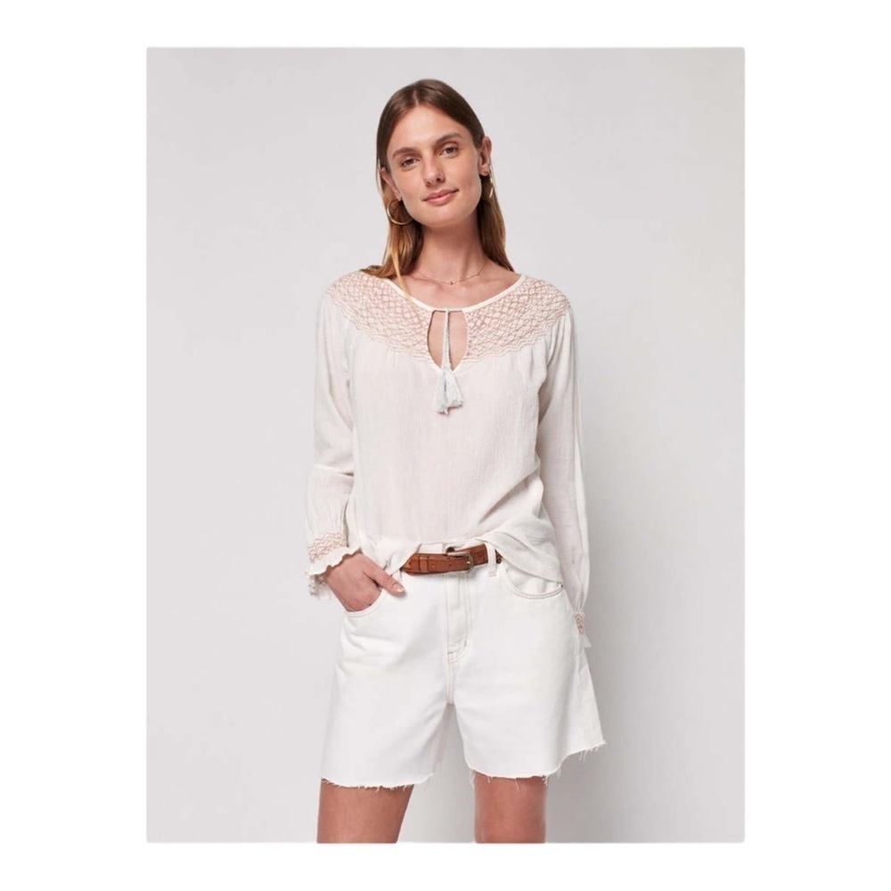 Faherty Laura Embroidered Top - Whisper White NWOT